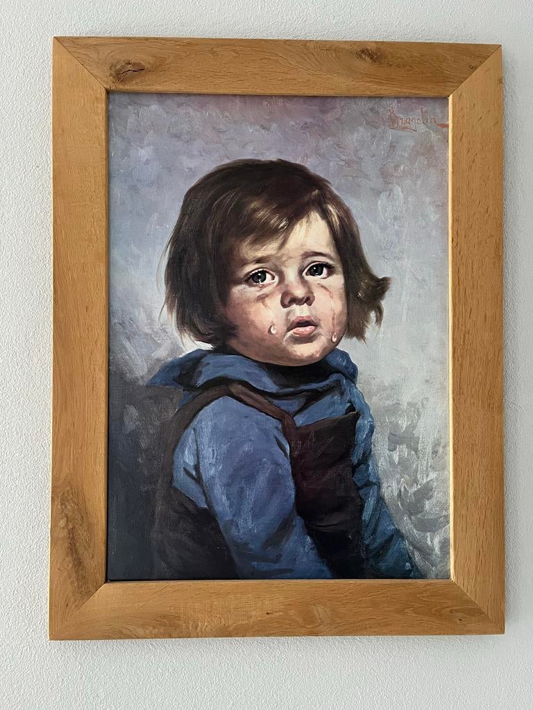 Schilderij jongen met traan, Ophalen