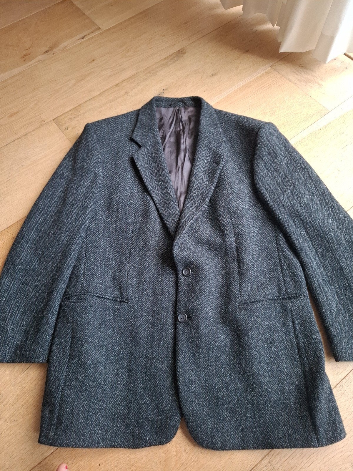 Harris Tweed Visgraat Colbert Antraciet Maat 54, Kleding | Heren, Kostuums en Colberts, Maat 52/54 (L), Harris Tweed, Nieuw, Ophalen of Verzenden