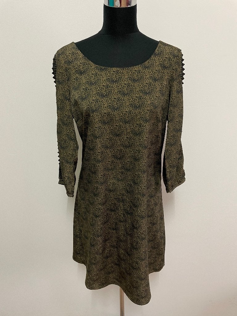 J224 - Groen-zwarte Maison Scotch jurk maat 3+L (1), Maat 38/40 (M), Ophalen of Verzenden, Zo goed als nieuw, Boven de knie