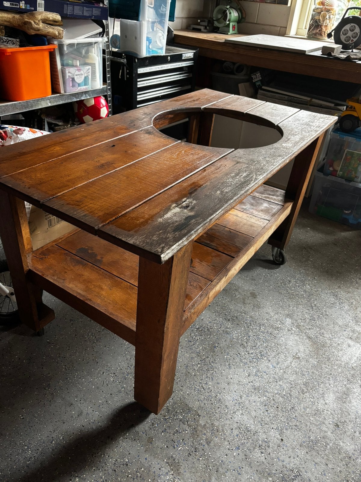 Kamadoo tafel op wielen, Ophalen, Gebruikt, Rechthoekig, Hout