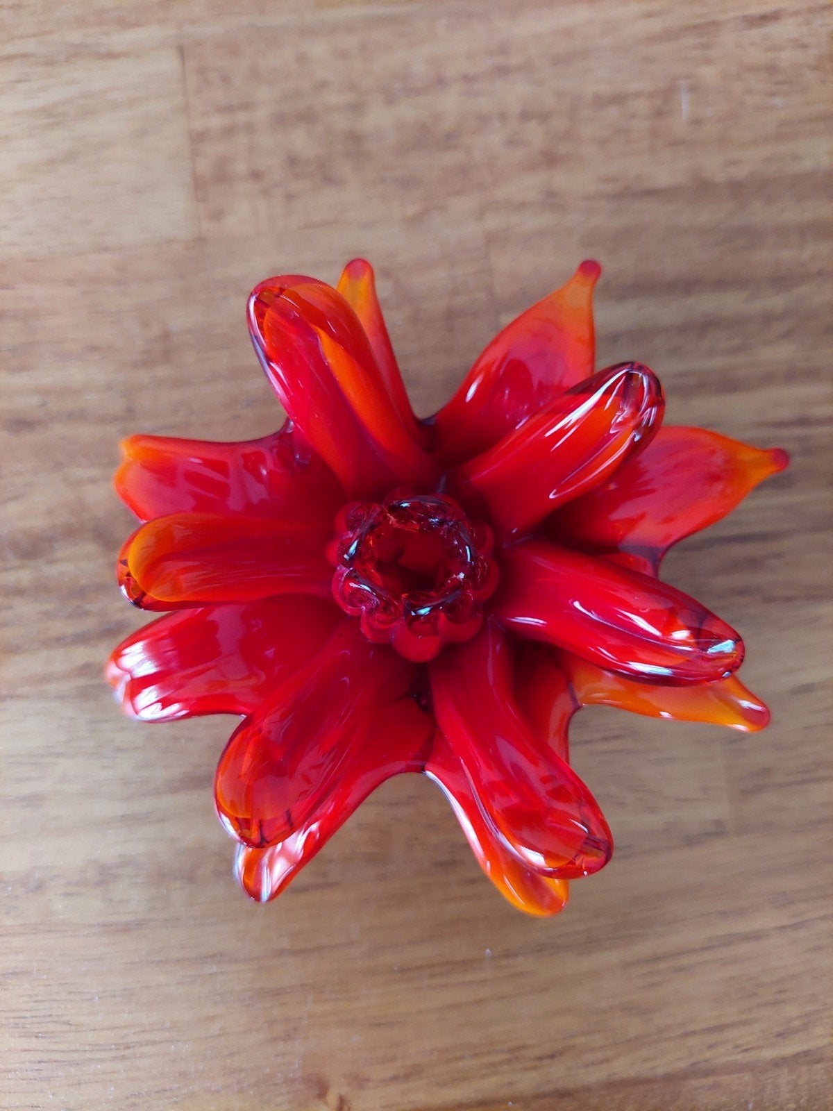Mooie glazen bloem in rood / oranje kleur, Overige stijlen, Ophalen of Verzenden, Zo goed als nieuw, Glas
