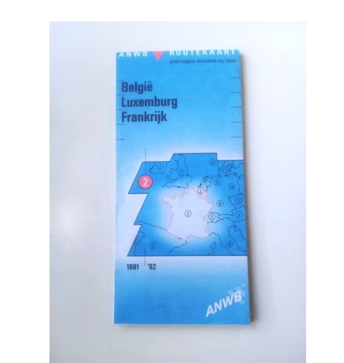 ANWB routekaart- belgie/Luxemburg /frankrijk *1991/1992*, ANWB, Frankrijk, Ophalen of Verzenden, 1800 tot 2000