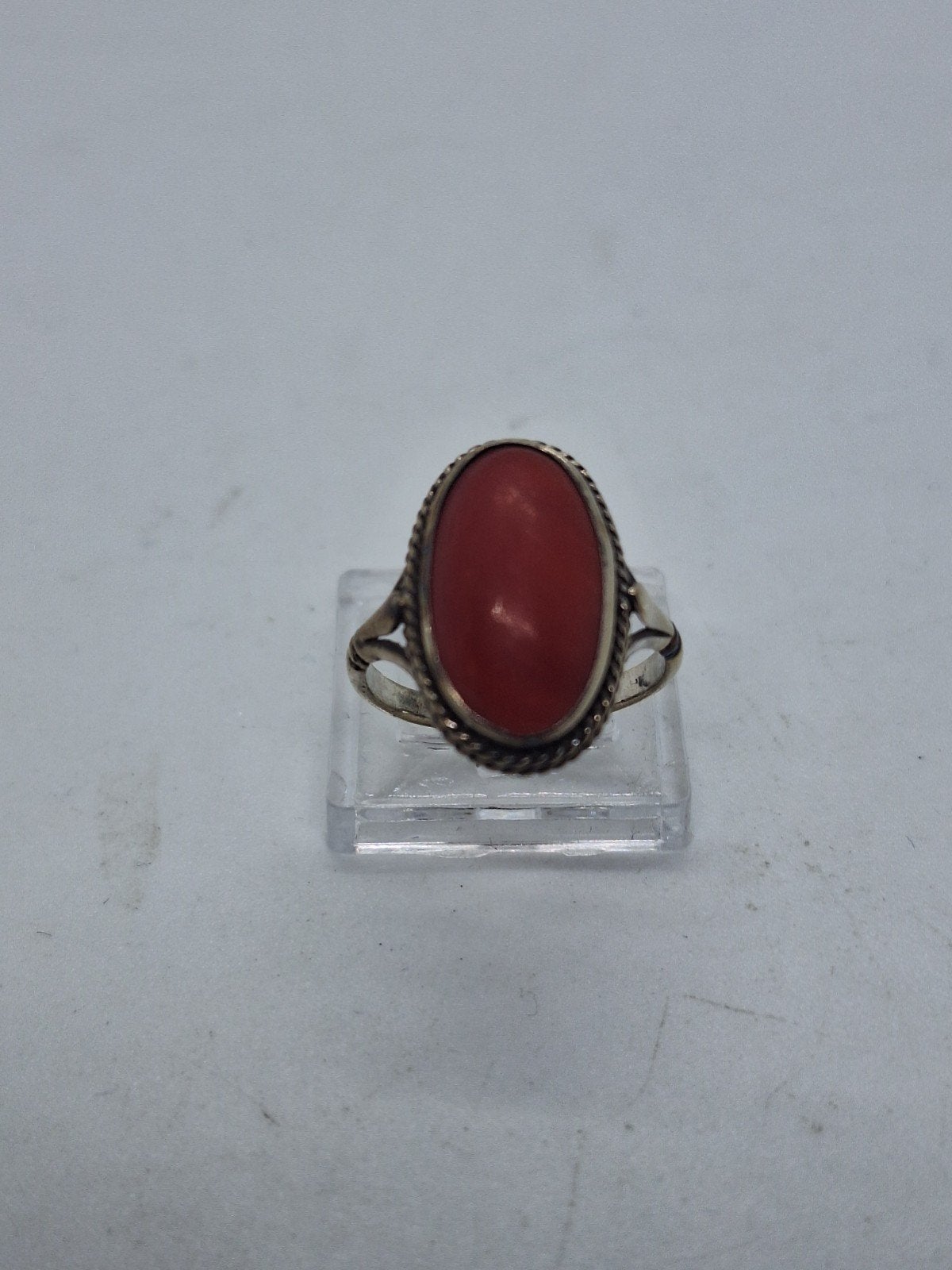 Zilveren ring met bloedkoraal, maat 16.5, Ophalen of Verzenden