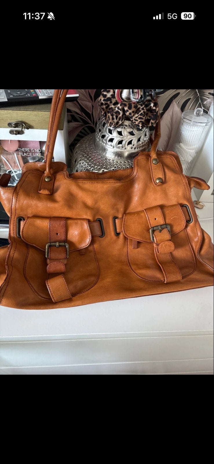 Arma Leren Handtas - Cognac Bruin, Sieraden, Tassen en Uiterlijk, Tassen | Damestassen, Ophalen of Verzenden, Gebruikt, Bruin