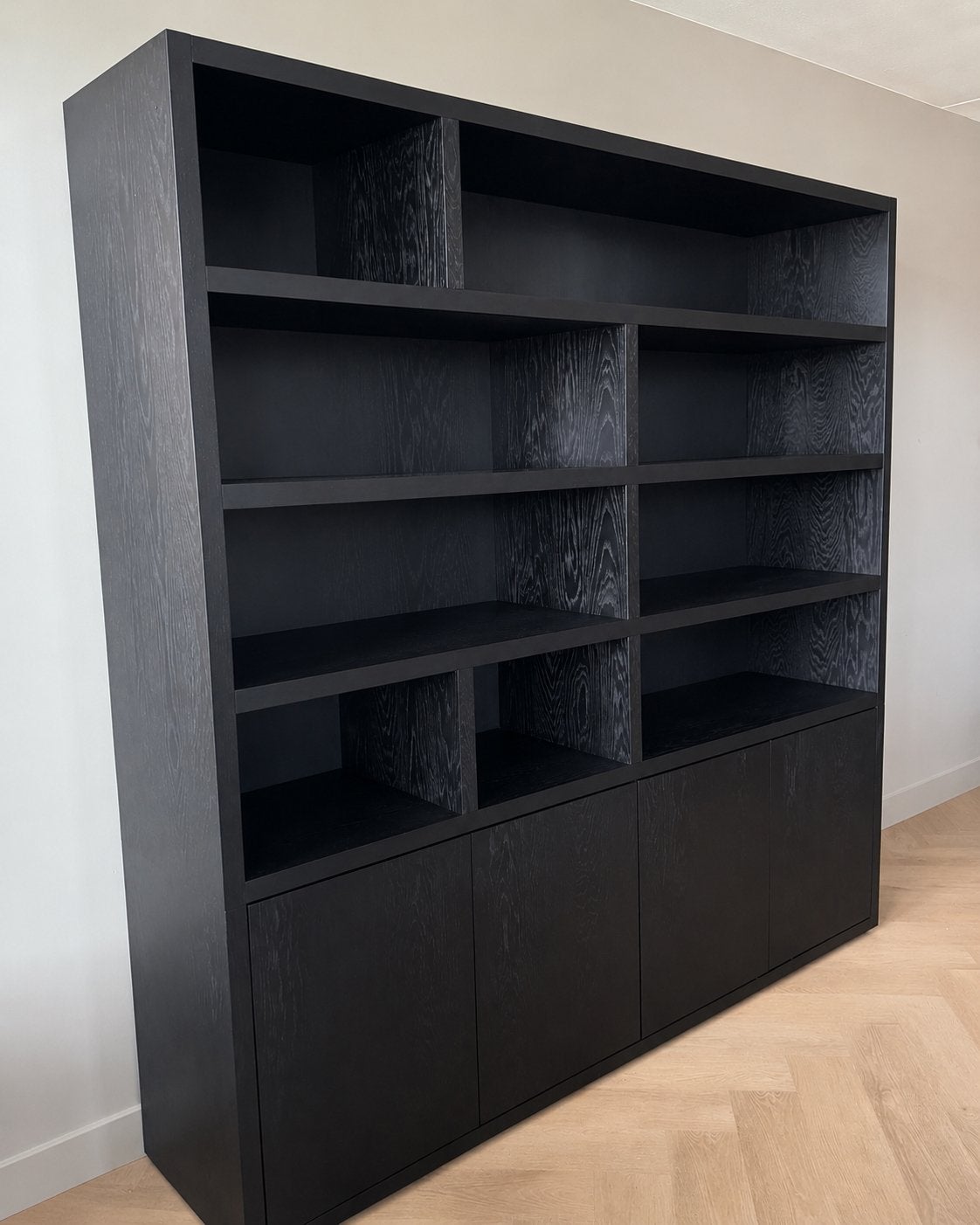 Luxe buffetkast Barcelona – Eiken Zwart – 208  212 cm, 200 cm of meer, Eikenhout, Ophalen of Verzenden, Zo goed als nieuw