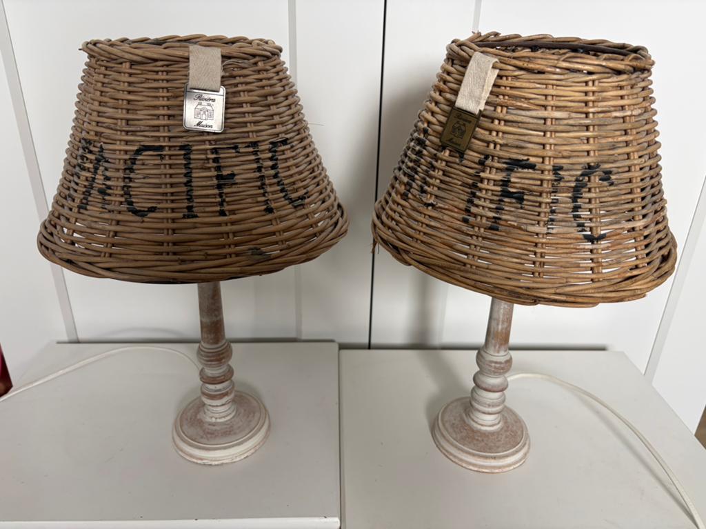 2 lampjes Riviera Maison, Huis en Inrichting, Lampen | Lampenkappen, Ophalen, Zo goed als nieuw, Rechthoekig