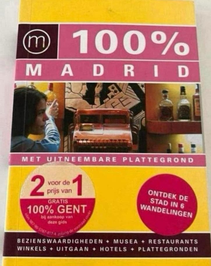 100% Madrid Reisgids met uitneembare plattegrond, Ophalen of Verzenden, Zo goed als nieuw, Europa, Reisgids of -boek