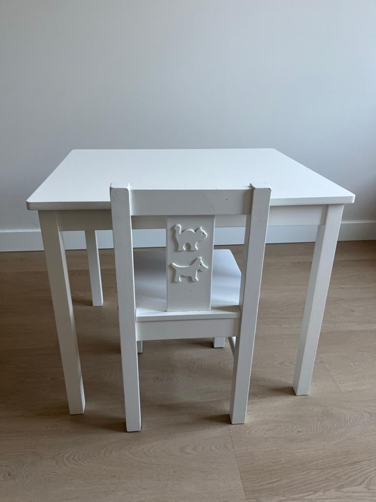Ikea Kritter kindertafel wit met stoel 50x59, Ophalen, Gebruikt, Tafel(s) en Stoel(en)