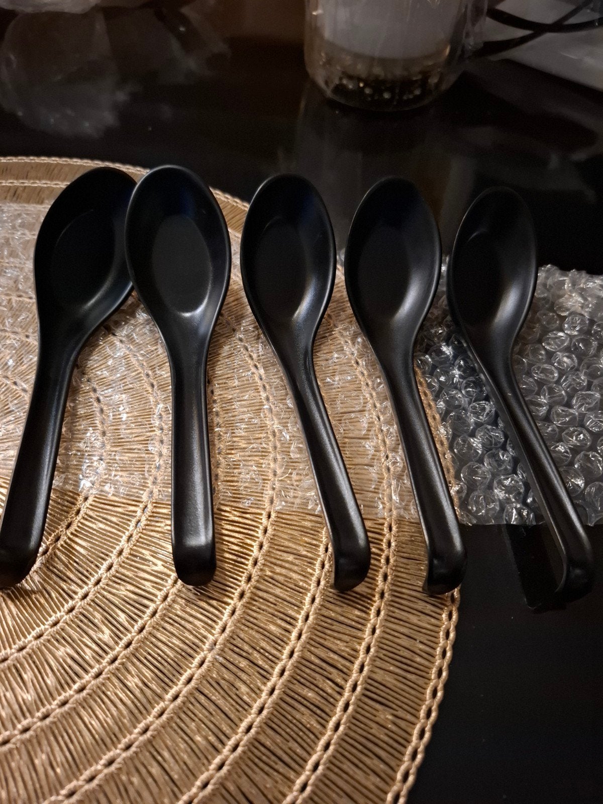 Zwarte lepels, 5 stuks, 16 cm lang, Kunststof, Verzenden, Los bestek, Nieuw