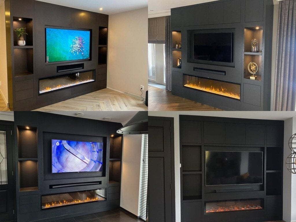 Cinewall / tv wandmeubel met sfeerhaard op maat, Nieuw, Ophalen of Verzenden, Minder dan 100 cm, 25 tot 50 cm