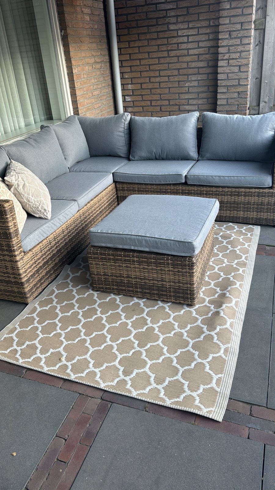 Loungeset met Hocker - Zo goed als nieuw, Tuin en Terras, Ophalen, 5 zitplaatsen, Zo goed als nieuw, Loungeset