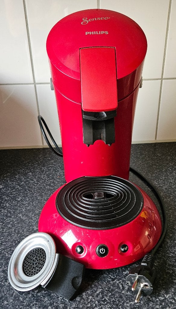Senseo koffiezetapparaat - een rode HD6554/90, Gebruikt, Koffiemachine, Ophalen of Verzenden, 2 tot 4 kopjes