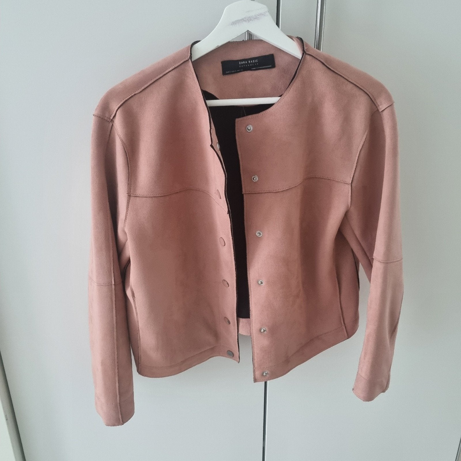 ​Zara Basic suède jasje oudroze / poederroze – Maat S, Ophalen of Verzenden, Jasje, Roze, Maat 36 (S)