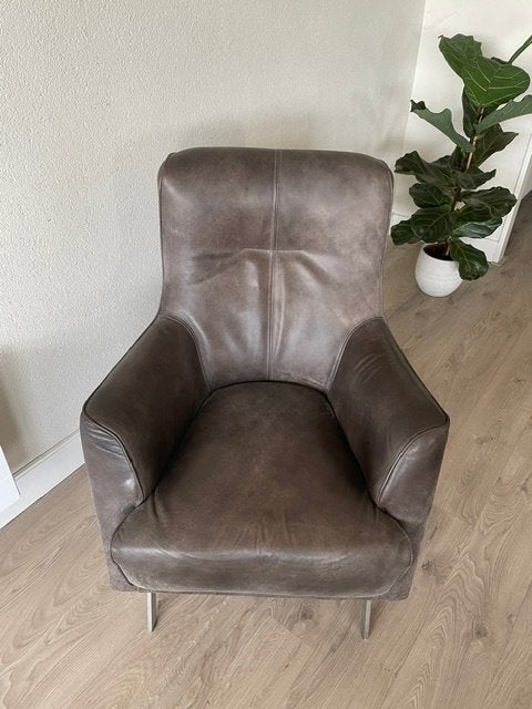 Roskilde H&H fauteuil leer Cuba Lava, Huis en Inrichting, Ophalen, Minder dan 75 cm, Zo goed als nieuw, 75 tot 100 cm