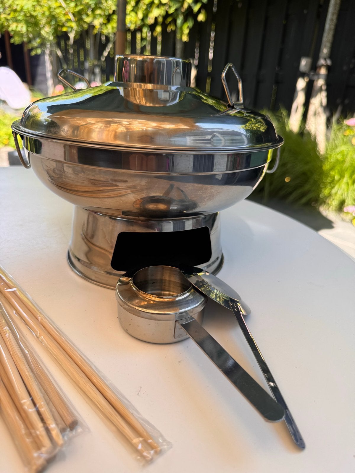 Chinese Fondue Set - Roestvrij Staal Hotpot, Overige typen, Zilver, Ophalen of Verzenden, Zo goed als nieuw