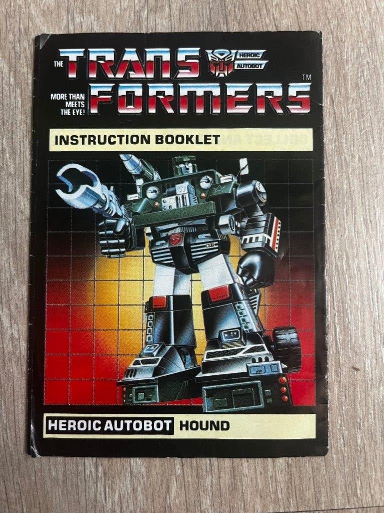 Transformers G1: Hound US/UK prerub instruction 1984, Verzamelen, G1, Ophalen of Verzenden, Gebruikt, Autobots