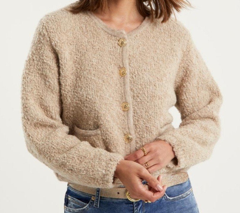 Giulia e Tu wolmix bouclé vest nieuw!, Beige, Maat 42/44 (L), Nieuw, Ophalen of Verzenden