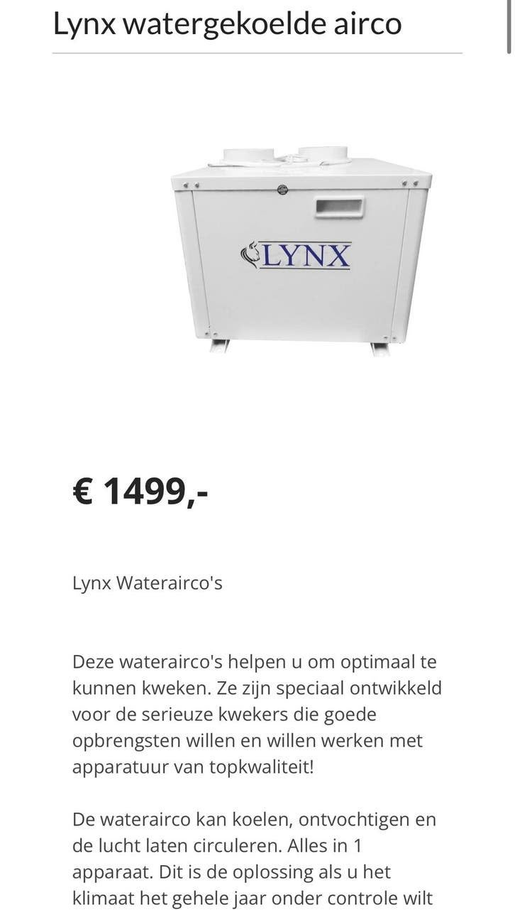 Complete kweekset 2 x 600 watt 240x120 1500m3 waterairco, Tuin en Terras, Kweekspullen, Ophalen of Verzenden, Zo goed als nieuw