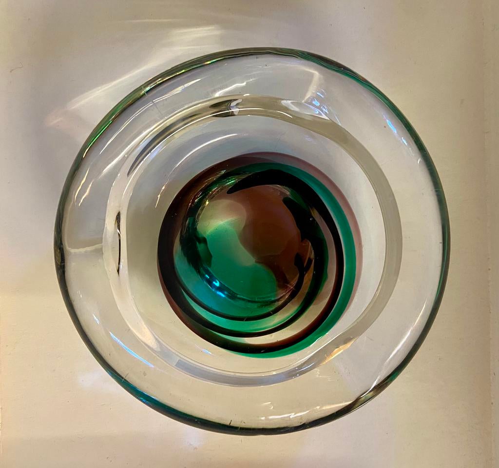 Vintage glazen asbak Max Verboeket Maastricht groen jaren 60, Antiek en Kunst, Antiek | Glas en Kristal, Ophalen of Verzenden