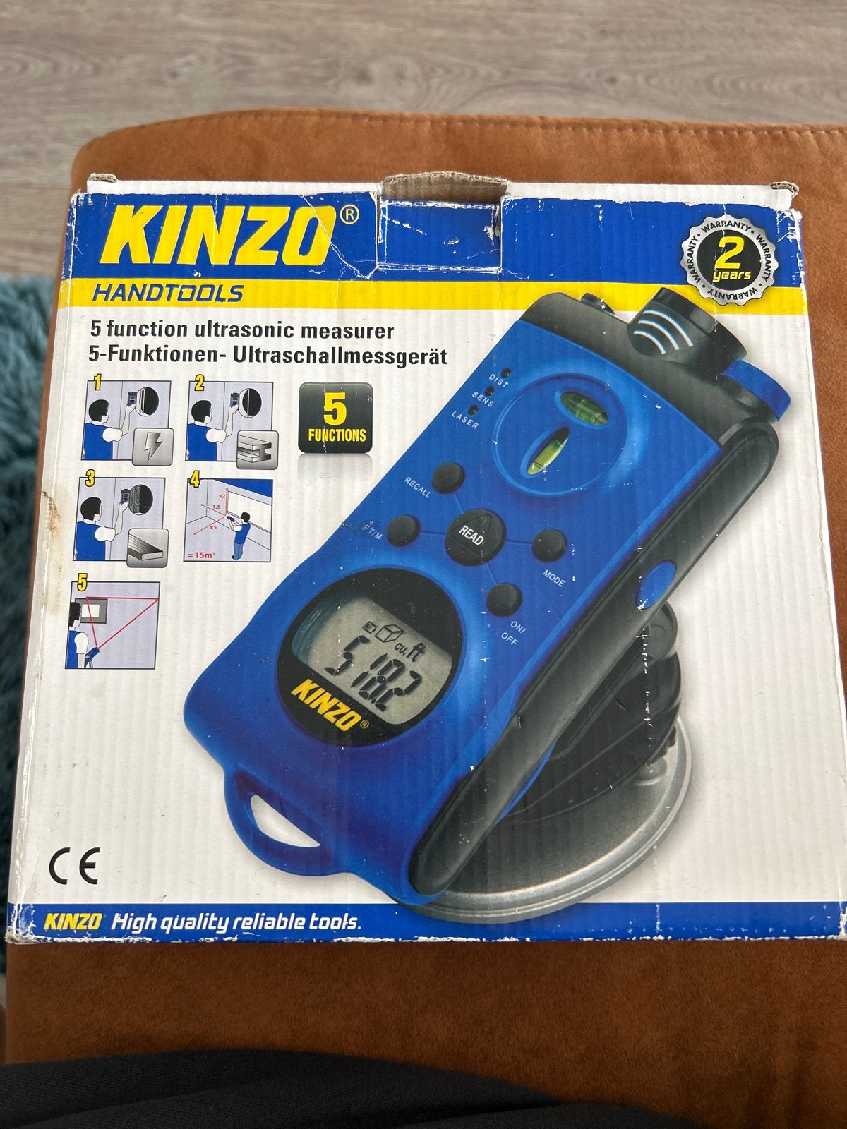 Kinzo 5-in-1 Ultrasone Afstandsmeter met Laser, Doe-het-zelf en Verbouw, Meetapparatuur, Ophalen, Nieuw, Afstand