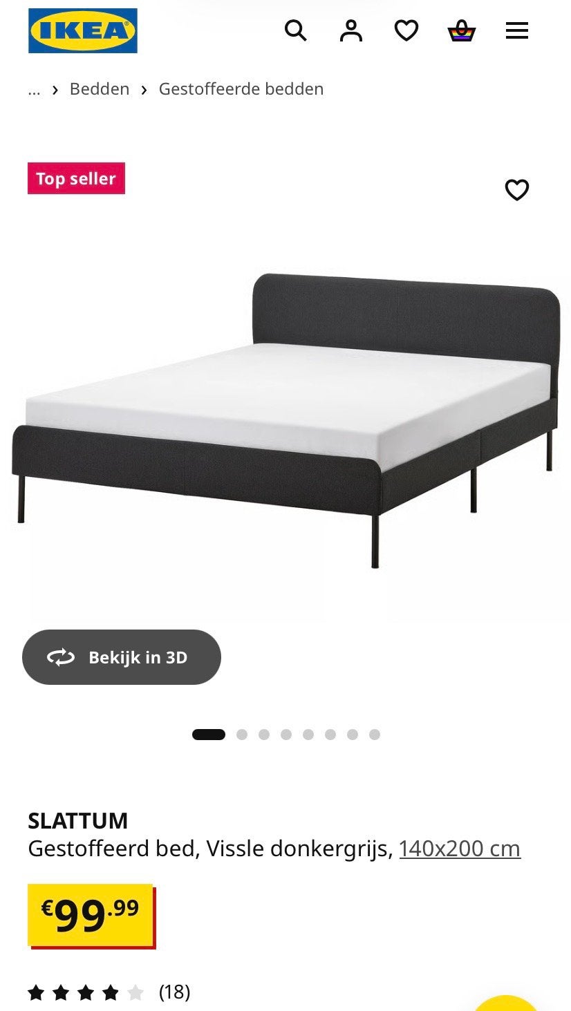 Ikea Slattum tweepersoonsbed 140X200, Ophalen, Tweepersoons, 140 cm, Zo goed als nieuw