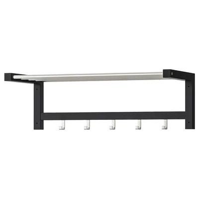 IKEA TJUSIG wandkapstok met hoedenplank - Zwart/Metaal, Zo goed als nieuw, Minder dan 100 cm, Metaal, Ophalen