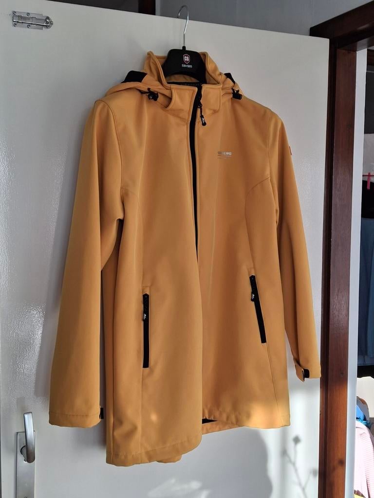 Gele outdoor jas met capuchon, Kleding | Dames, Geel, Maat 42/44 (L), Zo goed als nieuw, Nordberg