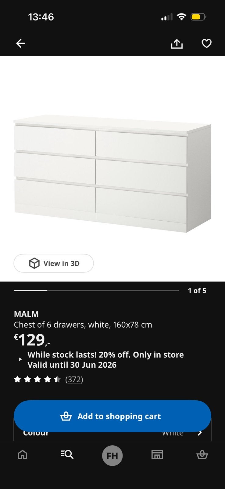Malm IKEA ladekast wit, Ophalen, Gebruikt
