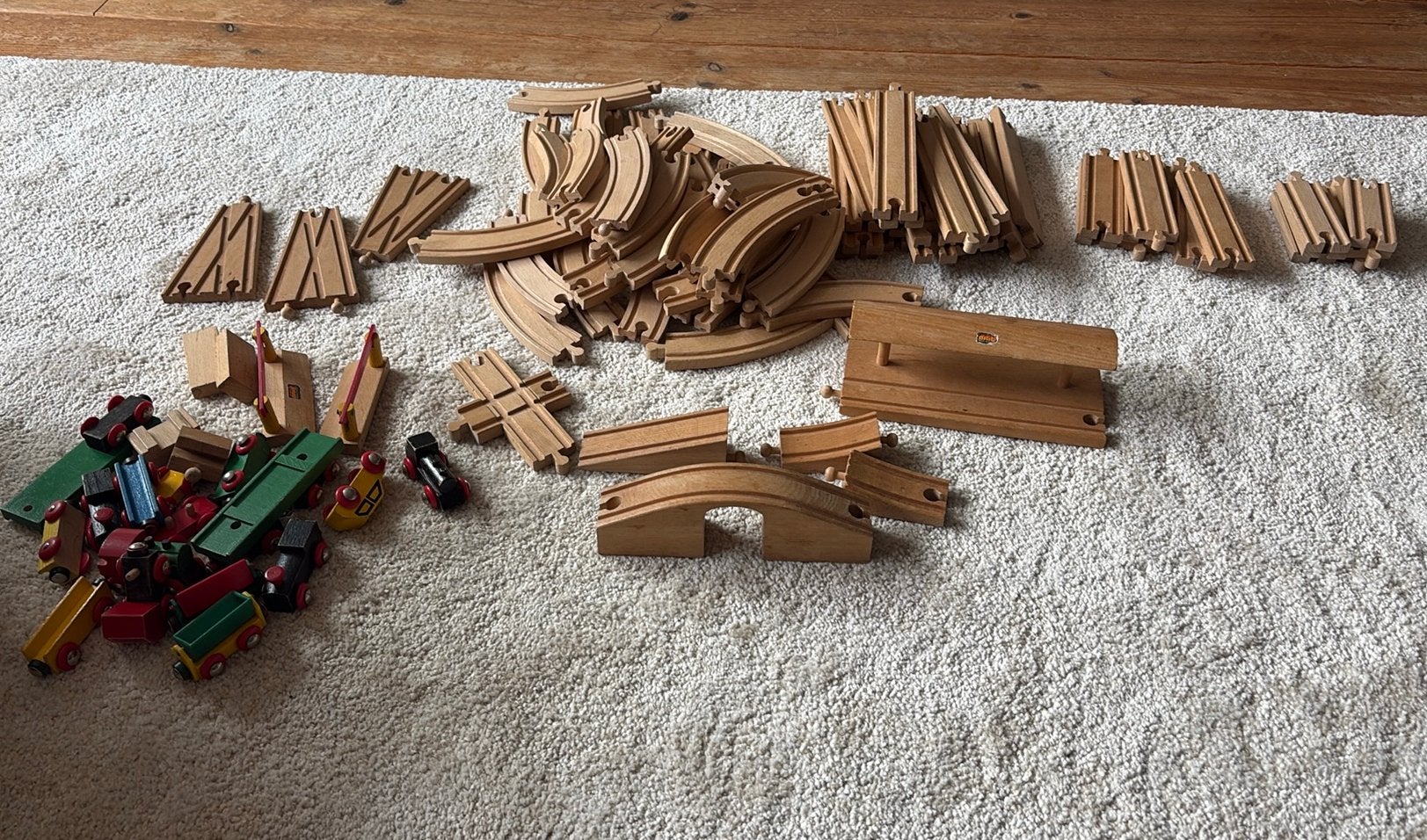 Brio houten speelgoed treinbaan met treinen, Ophalen of Verzenden, Gebruikt