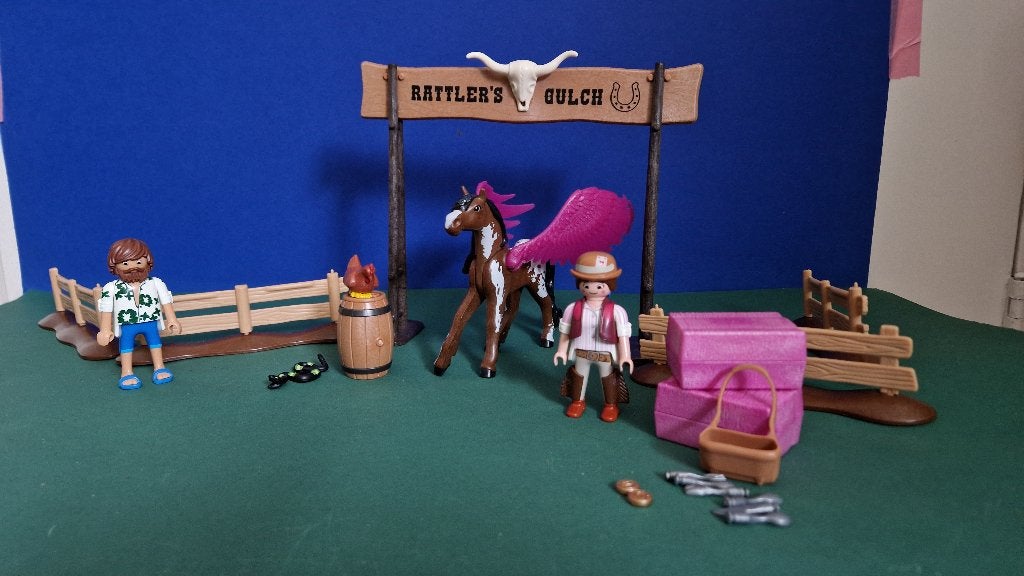 70074 Playmobil the Movie; Marla en Del met gevleugeld paard, Gebruikt, Complete set, Ophalen of Verzenden, Figuren