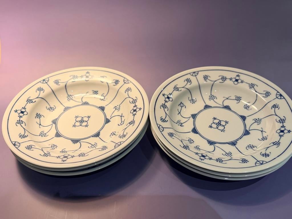 6 Jäger Eisenberg BlauSaks diepeborden Vintage DDR porselein, Ophalen of Verzenden