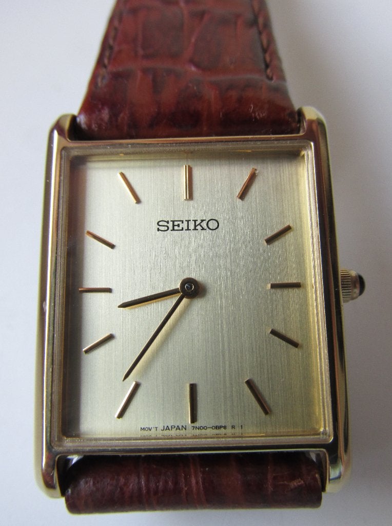 Seiko Tank Quartz 7N00-0AZ0 in double, Seiko, Staal, Polshorloge, Ophalen of Verzenden