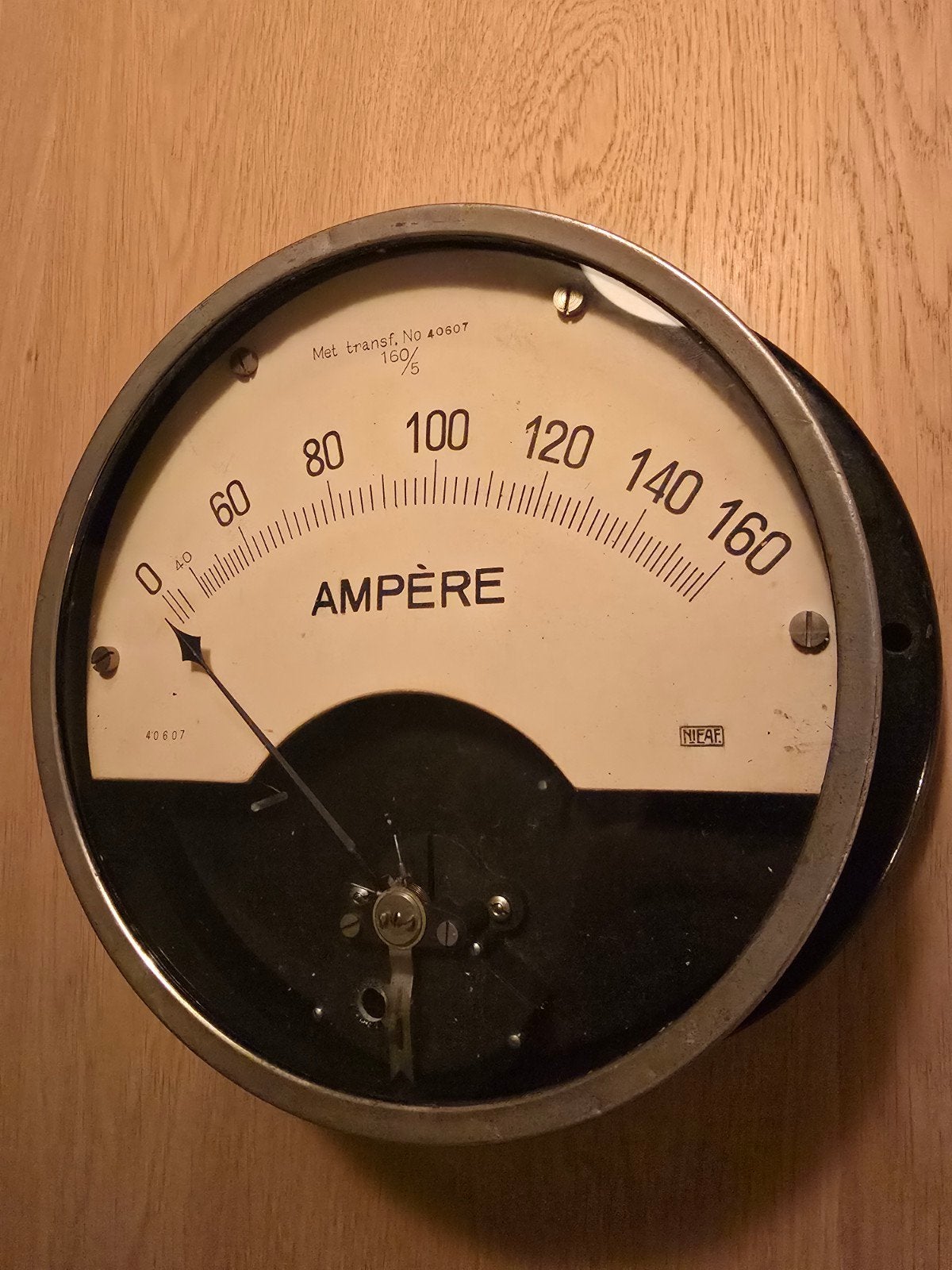 Antieke grote Nieaf industriële analoge ampèremeter €59, Ophalen of Verzenden