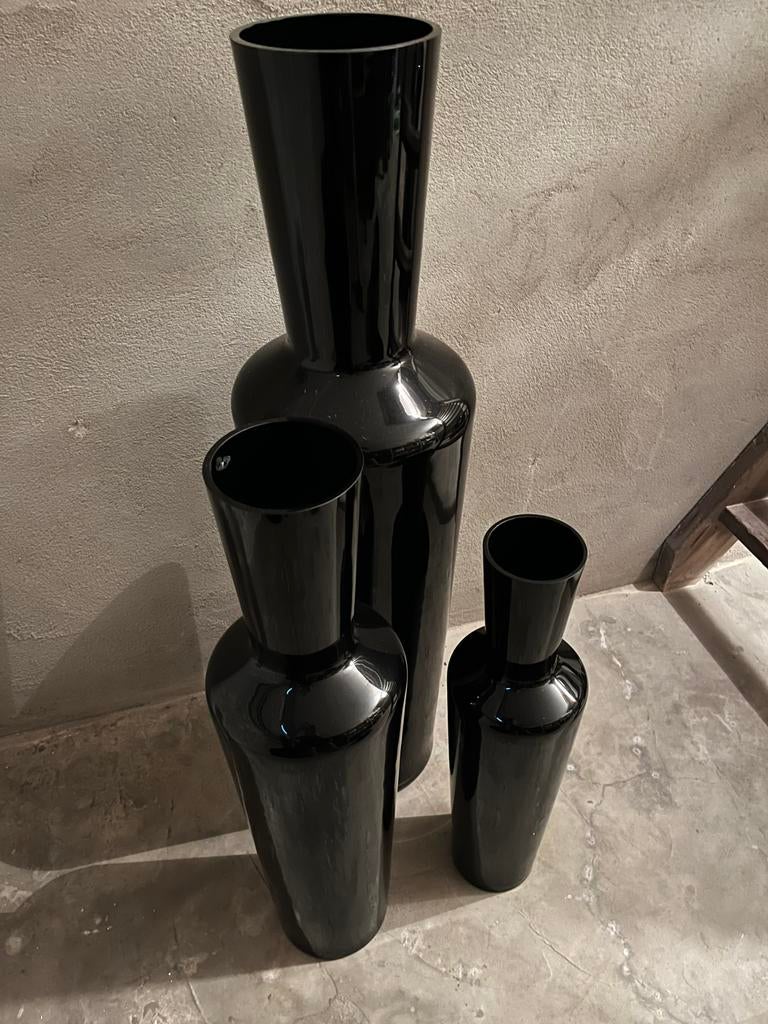 Design Vazen set Zwart, Ophalen, 50 tot 75 cm, Zwart, Glas