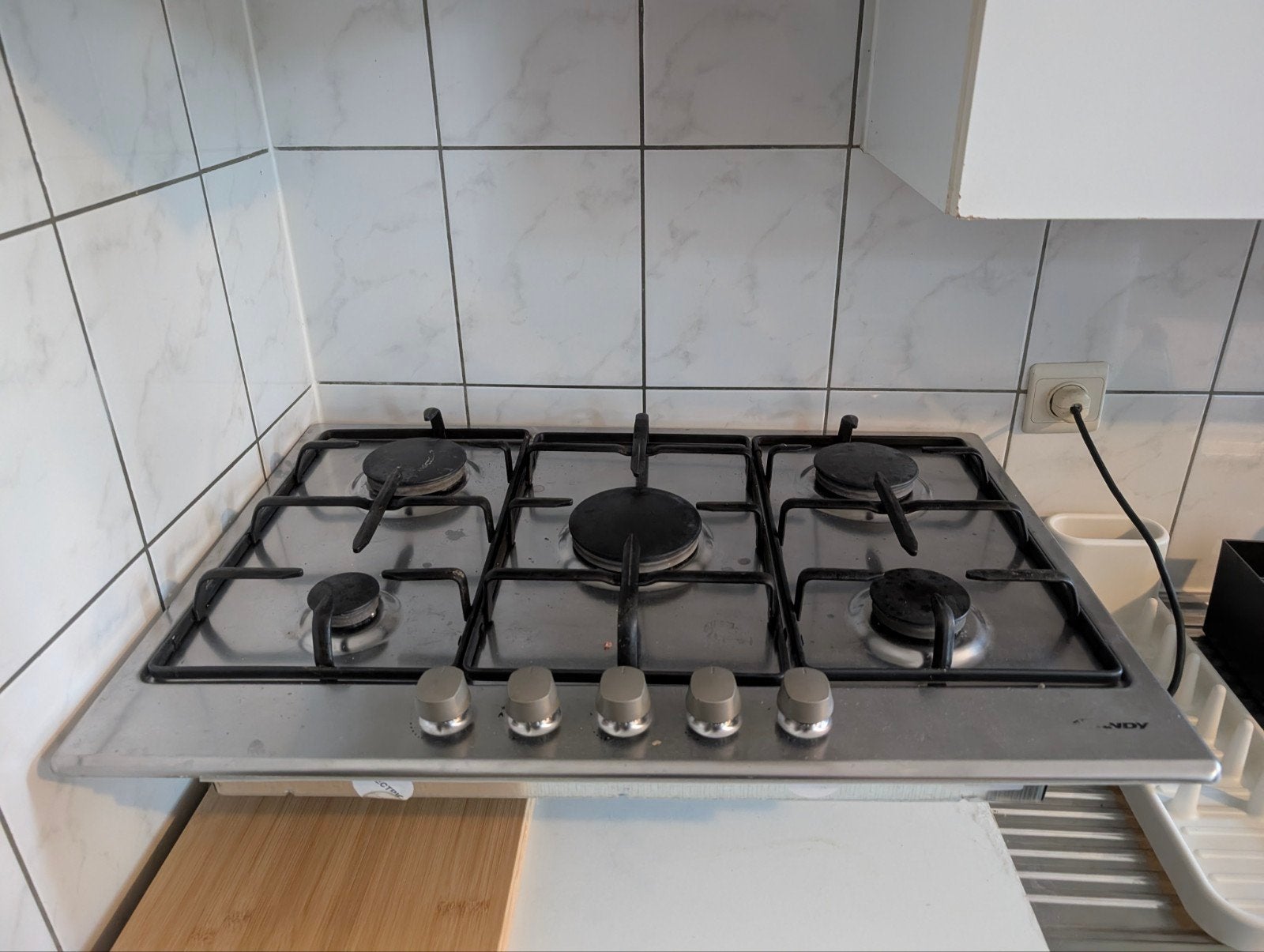 Vrijstaand Gasfornuis met 5 branders en gasaansluiting, Ophalen, Gebruikt, Minder dan 85 cm, 60 cm of meer