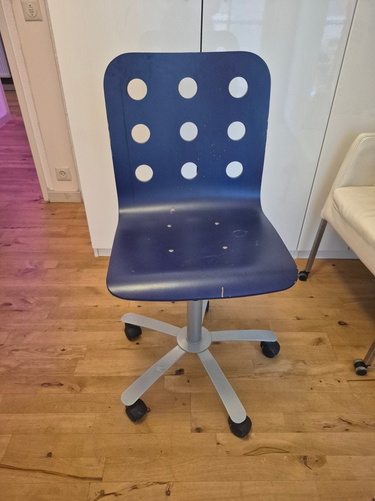 Blauwe bureaustoel met wielen ikea, Ophalen, Gebruikt, Blauw