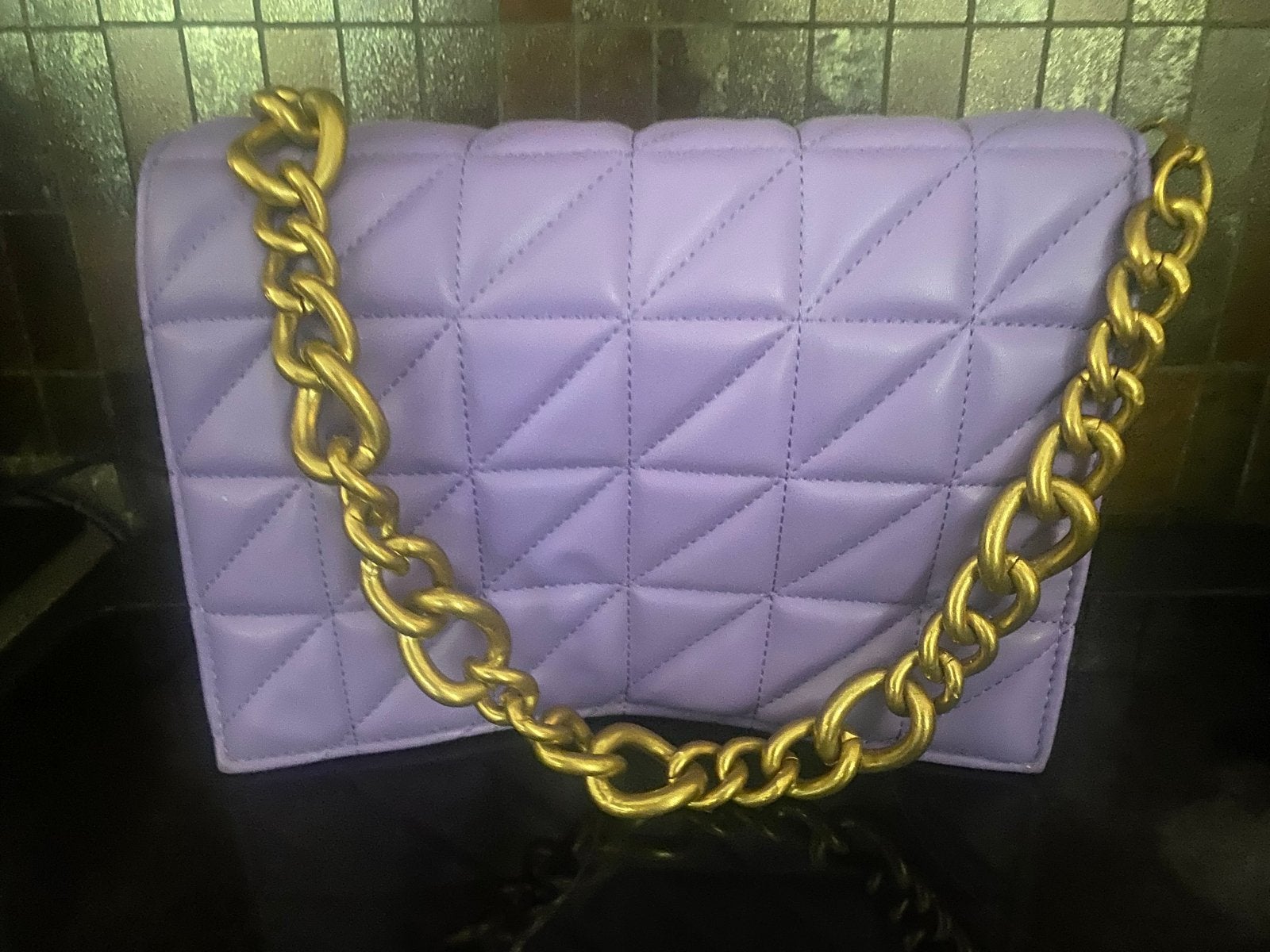 Zara paarse clutch met gouden ketting, Ophalen, Nieuw, Paars, Avondtasje