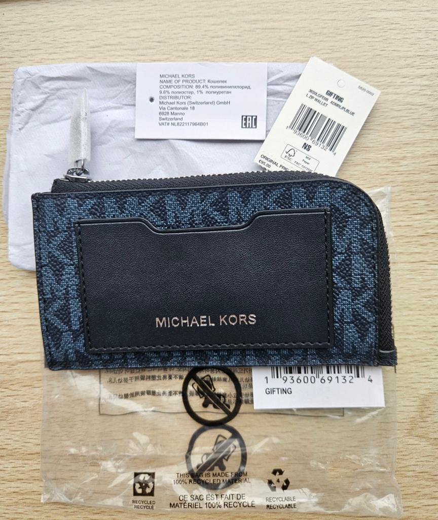 Nieuw blauwe originele Michael Kors MK monogram pasjeshouder, Ophalen of Verzenden, Nieuw, Blauw, Leer