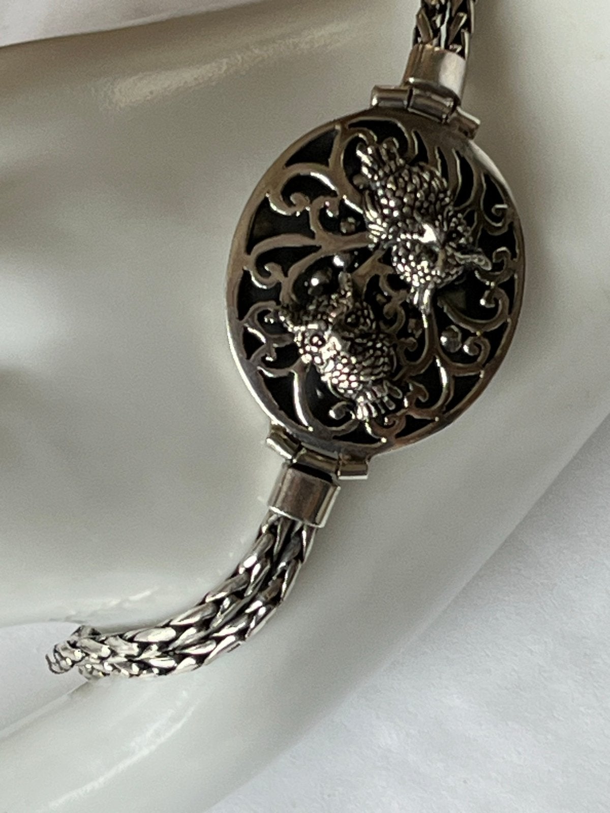 Zilveren zware armband met 2 Uiltjes, gekeurd 925, Sieraden, Tassen en Uiterlijk, Armbanden, Verzenden, Zo goed als nieuw, Zilver