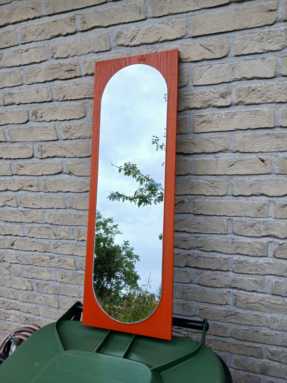 retro oranje spiegel, Ophalen of Verzenden, Huis en Inrichting