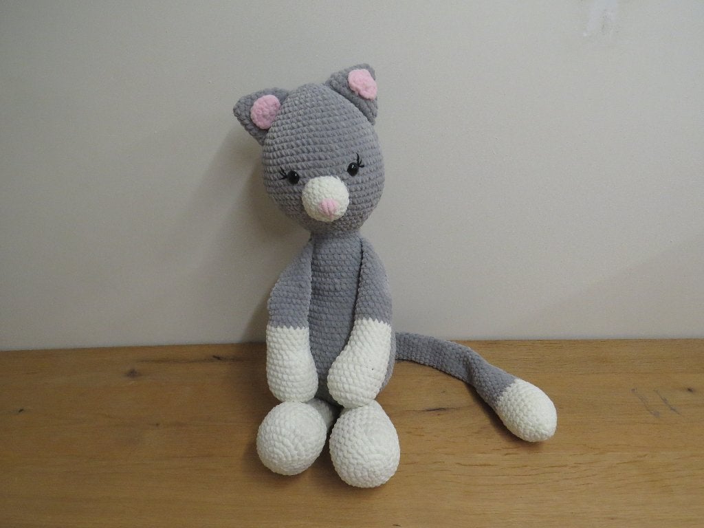 gehaakte knuffel kat groot en zacht, Ophalen of Verzenden, Nieuw, Handgemaakt