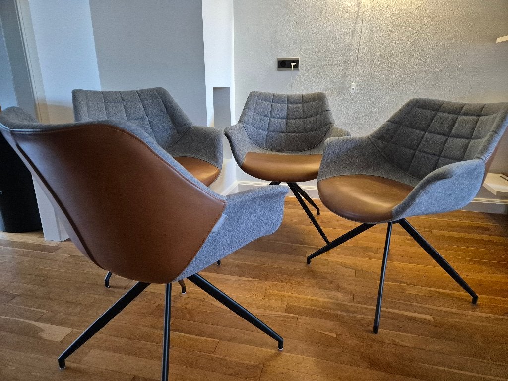 Zuiver Doulton Vintage Armstoelen - 3 vast, 1 draaibaar, Huis en Inrichting, Ophalen, Metaal, Zo goed als nieuw, Vier