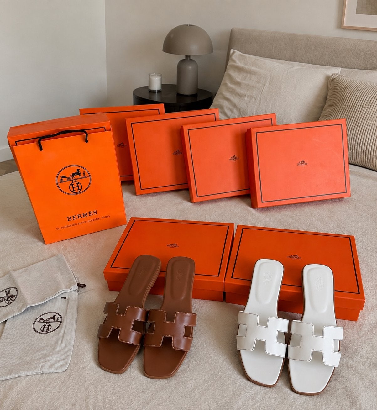 Hermès Oran Slippers Dames– Wit&Bruin – Maat 36 t/m 40, Verzenden, Zo goed als nieuw, Zwart, Sandalen of Muiltjes