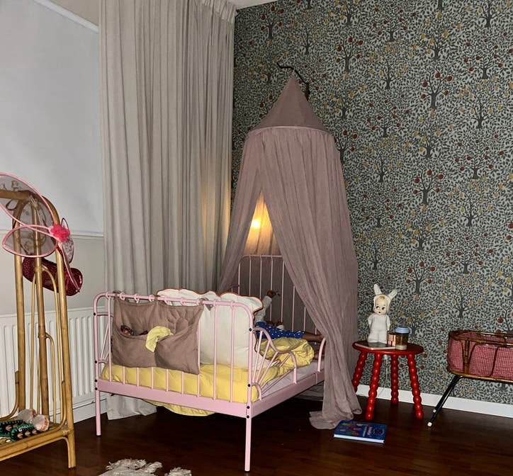 IKEA MINNEN Meegroeibed Lichtroze 80x200 cm + matras, Ophalen, Gebruikt, 70 tot 85 cm, Matras