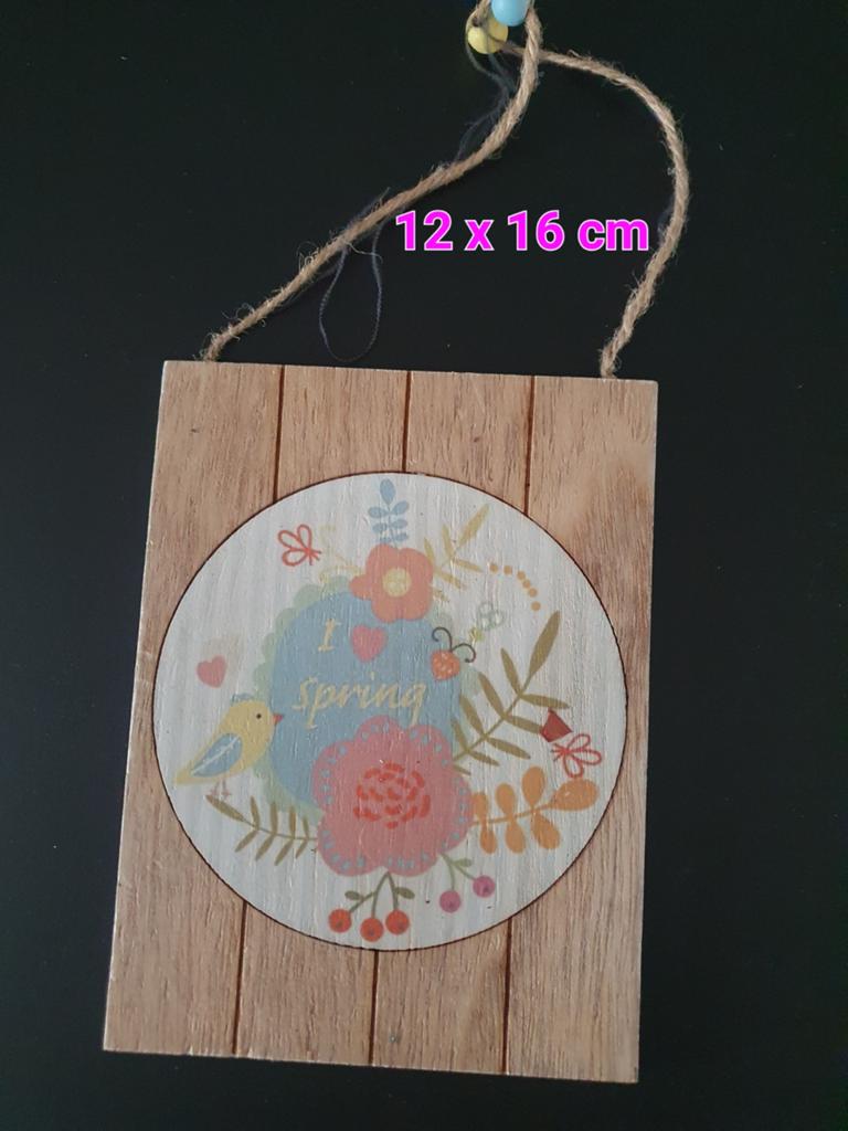 Nieuwe houten hanger 'I Love Spring' - 12x16 cm, Hout, Meerkleurig, Nieuw, Ophalen of Verzenden