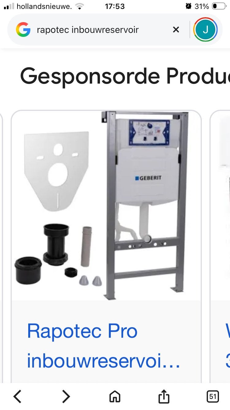 Rapootec Pro Inbouwreservoir - Nieuw, Ophalen, Nieuw, Toilet