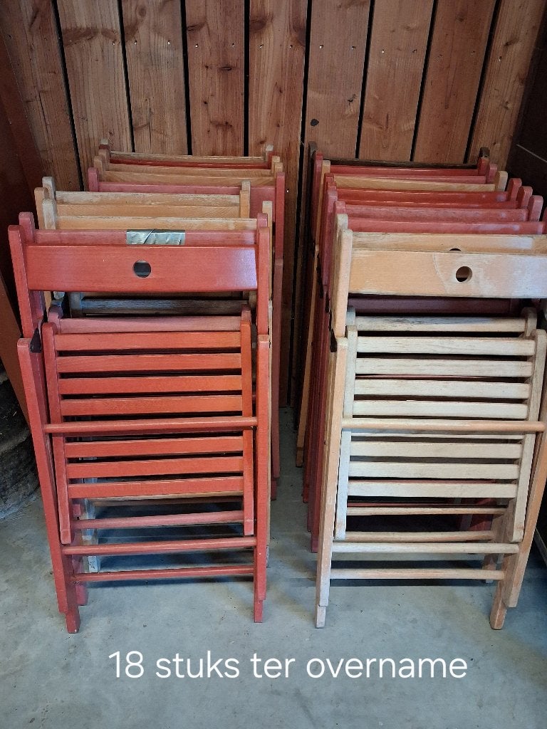 stoelen, Gebruikt, Vijf, Zes of meer stoelen, Rood, Hout
