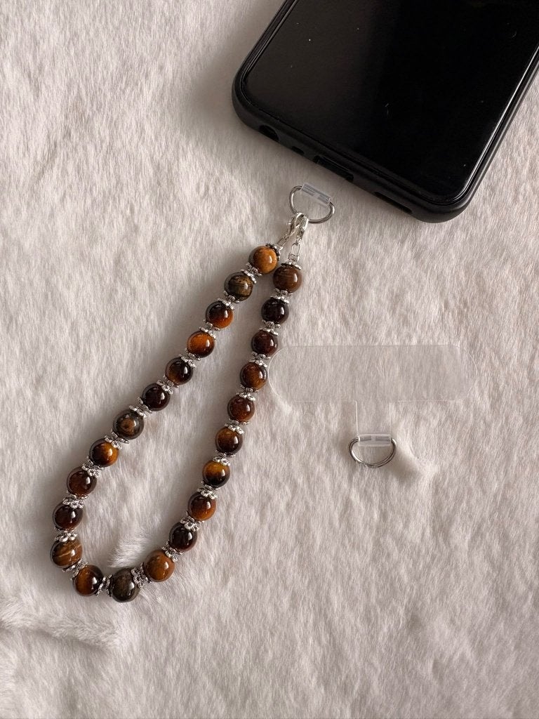 Tijgeroog Telefoonkoord Deluxe – 8 mm | 20 cm, Telecommunicatie, Ophalen of Verzenden, Nieuw, Telefoonhanger of Accessoire, Sony Ericsson