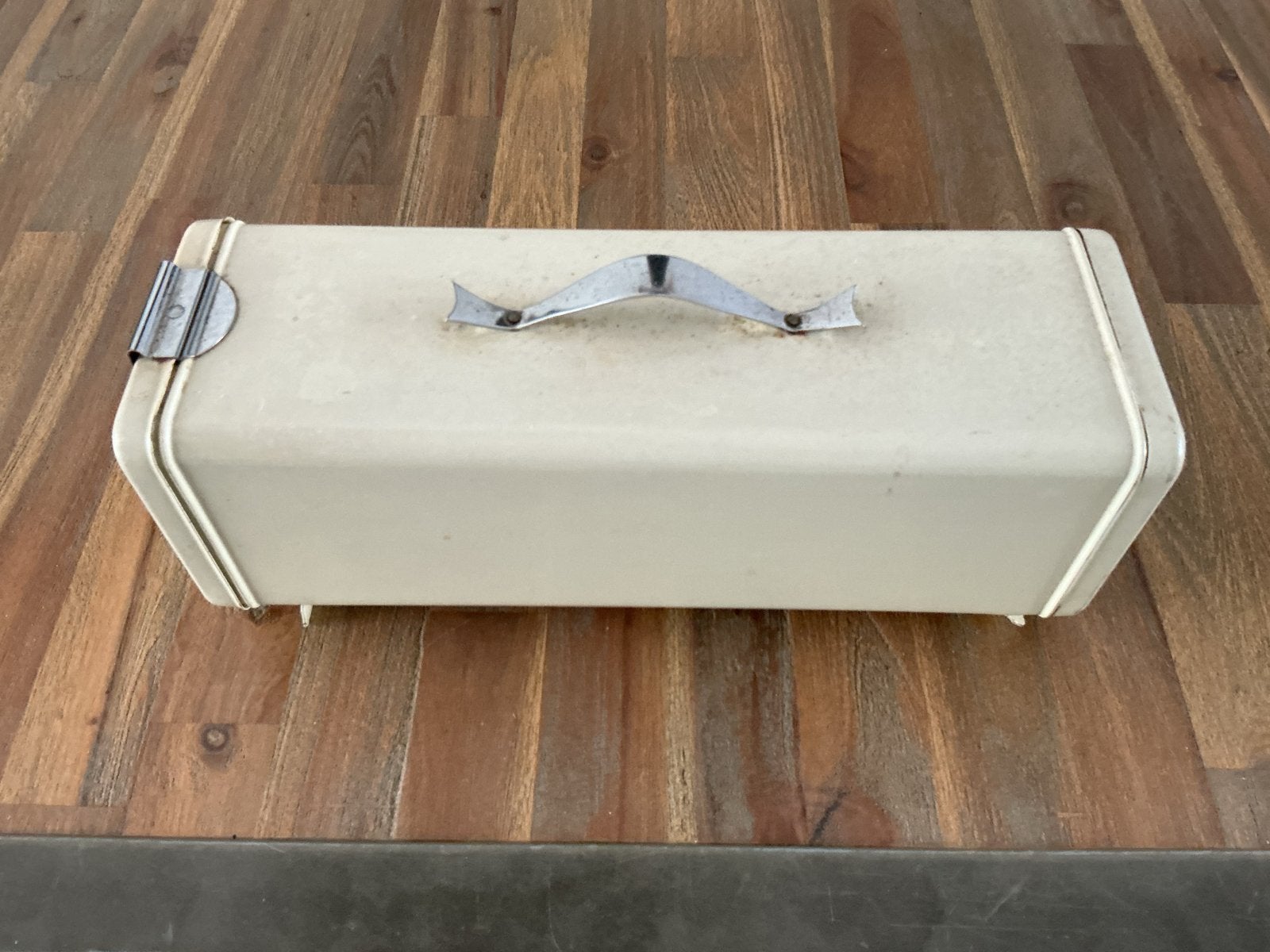Vintage ontbijtkoektrommel met houten plank., Ophalen of Verzenden