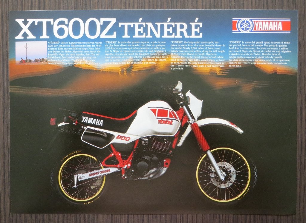 Flyer Yamaha XT 600 Z Ténéré - 1983 - 2 blz (meertalig), Verzenden, Yamaha